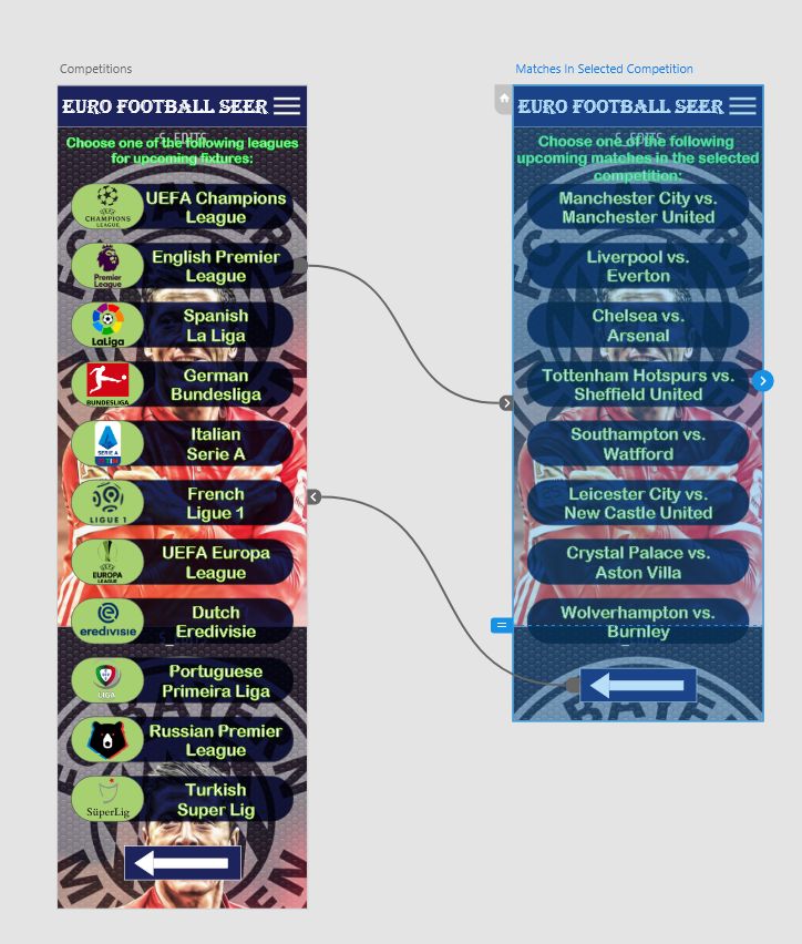 Competition and Match Listings